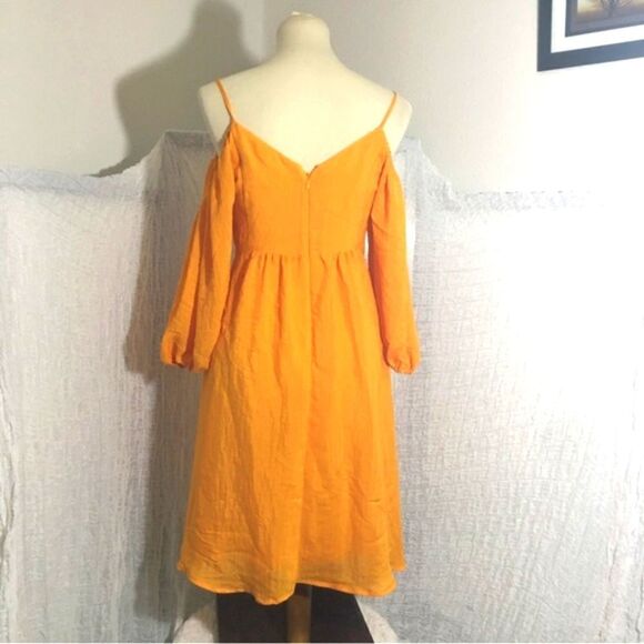 Anthropologie Moulinette Soeurs Yellow Mustard Cold-shoulder Dress Size XS - Picture 5 of 12